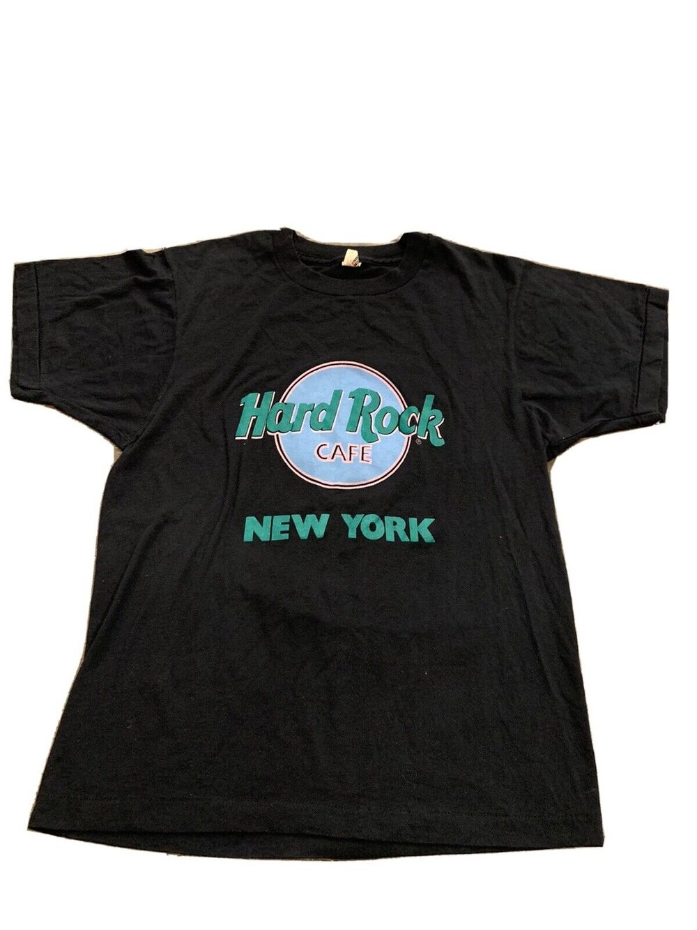 Vintage Screen Stars Hard Rock New York Black Short Sleeve T-shirt Size M MEDIUM